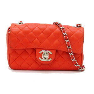 CHANEL Matelasse Chain Shoulder Bag Coco Mark Leather Red